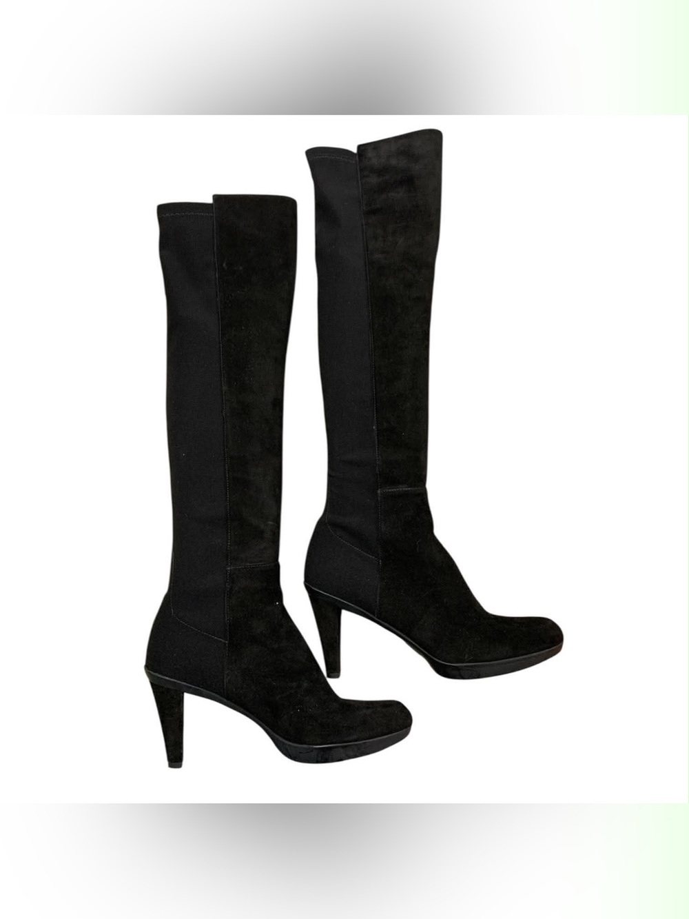Stuart Weitzman Black Over-the-Knee Suede Heeled Boots S9